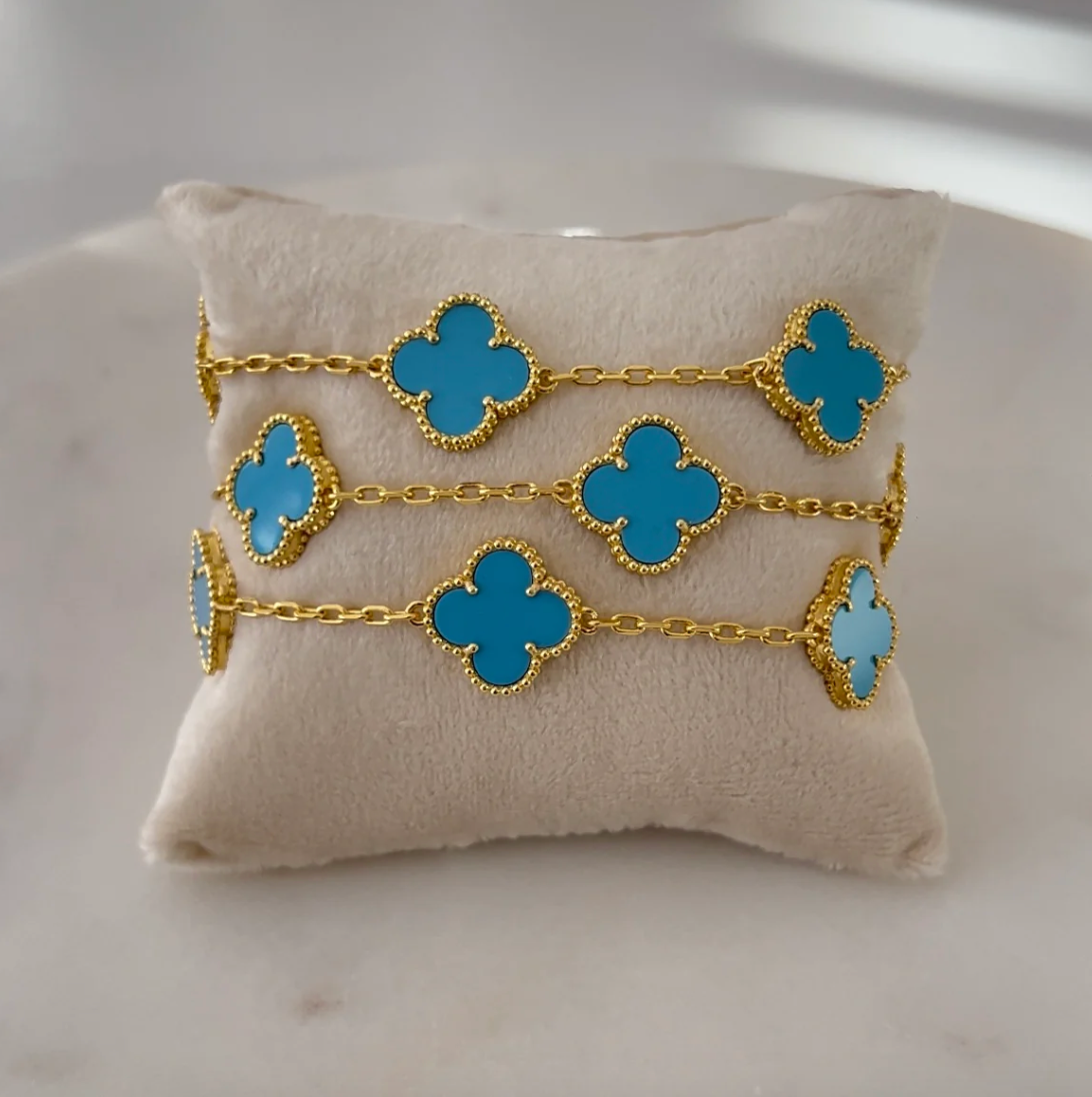 Blue and Gold Clover Bracelet