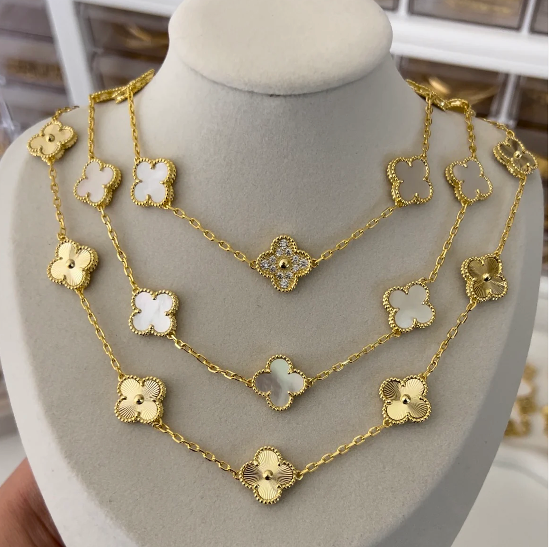 Gold Multi Clover Necklace